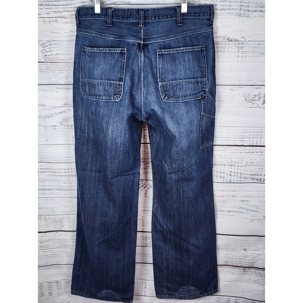 Vintage Old Navy Painters Jeans Mens 36x34 Med Blue Wash Denim Carpenter Utility